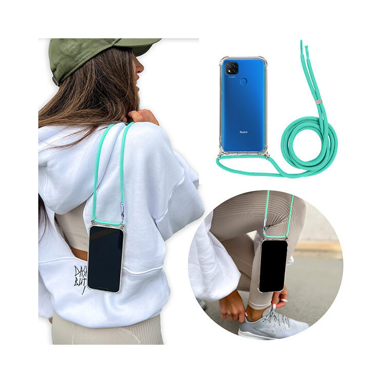 Crossbody Etui do XIAOMI REDMI 9C Ochronne Turkusowy Sznurek