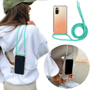 Crossbody Etui do XIAOMI REDMI NOTE 10 PRO Ochronne Turkusowy Sznurek