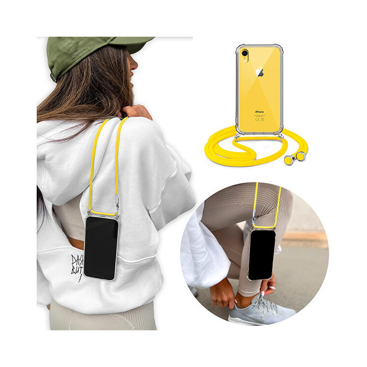 Crossbody Etui do APPLE IPHONE XR Ochronne Żółty Sznurek