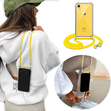 Crossbody Etui do APPLE IPHONE XR Ochronne Żółty Sznurek