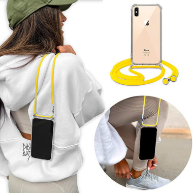 Crossbody Etui do APPLE IPHONE XS MAX Ochronne Żółty Sznurek