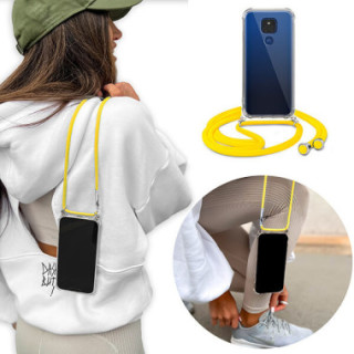 Crossbody Etui do MOTOROLA MOTO E7 PLUS Ochronne Żółty Sznurek