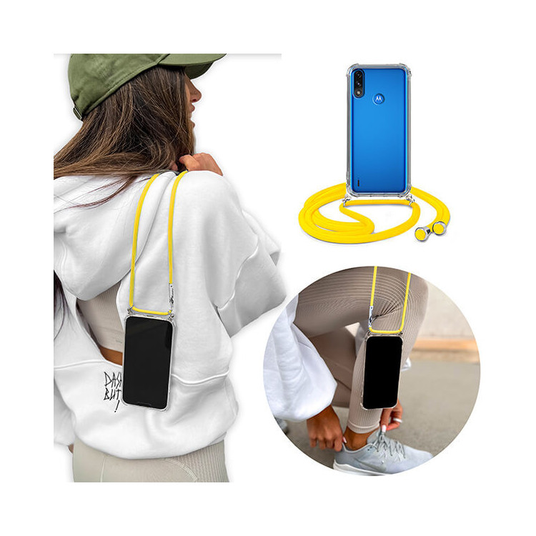 Crossbody Etui do MOTOROLA MOTO E7 POWER Ochronne Żółty Sznurek