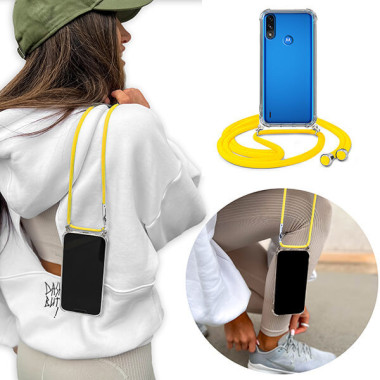 Crossbody Etui do MOTOROLA MOTO E7 POWER Ochronne Żółty Sznurek