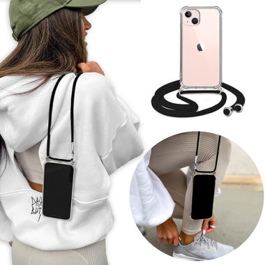 ETUI CROSSBODY NA TELEFON APPLE IPHONE 13 CZARNY