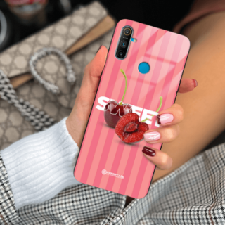 ETUI BLACK CASE GLASS NA TELEFON REALME C3 CZEREŚNIE