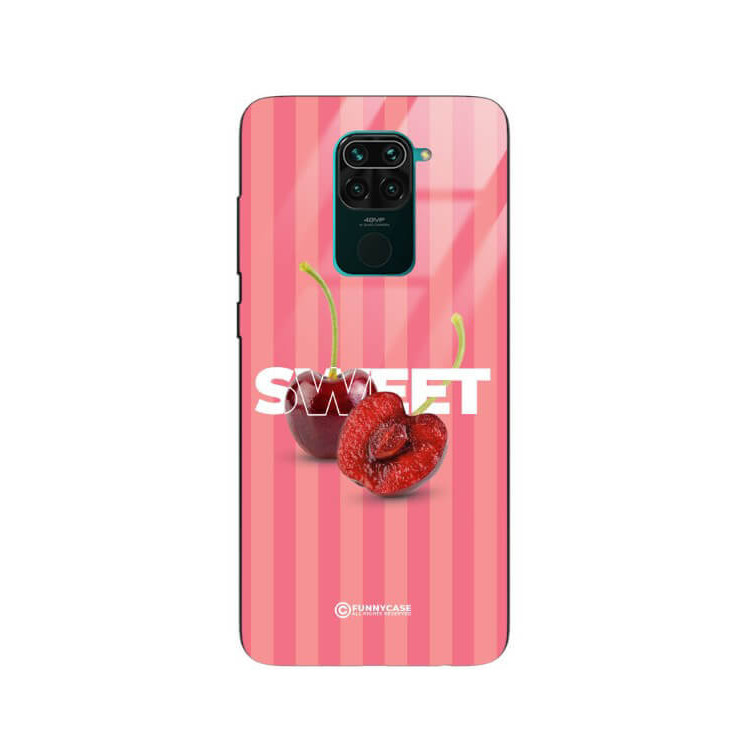 ETUI BLACK CASE GLASS NA TELEFON XIAOMI REDMI NOTE 9 / 10X 4G CZEREŚNIE