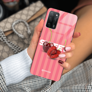 ETUI BLACK CASE GLASS NA TELEFON OPPO A55 CZEREŚNIE