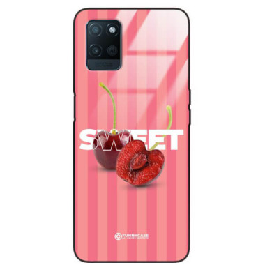 ETUI BLACK CASE GLASS NA TELEFON REALME V11 CZEREŚNIE