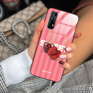 ETUI BLACK CASE GLASS NA TELEFON REALME 7 CZEREŚNIE