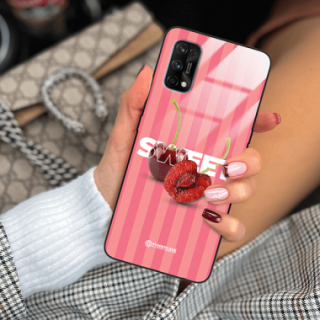 ETUI BLACK CASE GLASS NA TELEFON REALME 7 PRO CZEREŚNIE