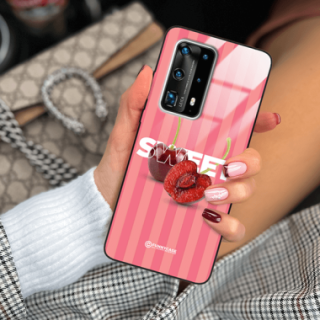 ETUI BLACK CASE GLASS NA TELEFON HUAWEI P40 PRO PLUS CZEREŚNIE