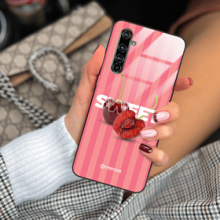 ETUI BLACK CASE GLASS NA TELEFON REALME X50 PRO CZEREŚNIE