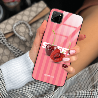 ETUI BLACK CASE GLASS NA TELEFON REALME C11 CZEREŚNIE