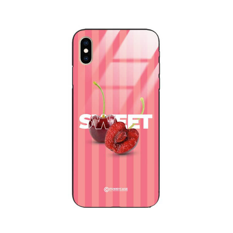 ETUI BLACK CASE GLASS NA TELEFON APPLE IPHONE XS MAX CZEREŚNIE