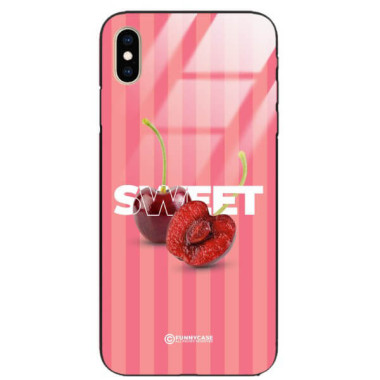 ETUI BLACK CASE GLASS NA TELEFON APPLE IPHONE XS MAX CZEREŚNIE