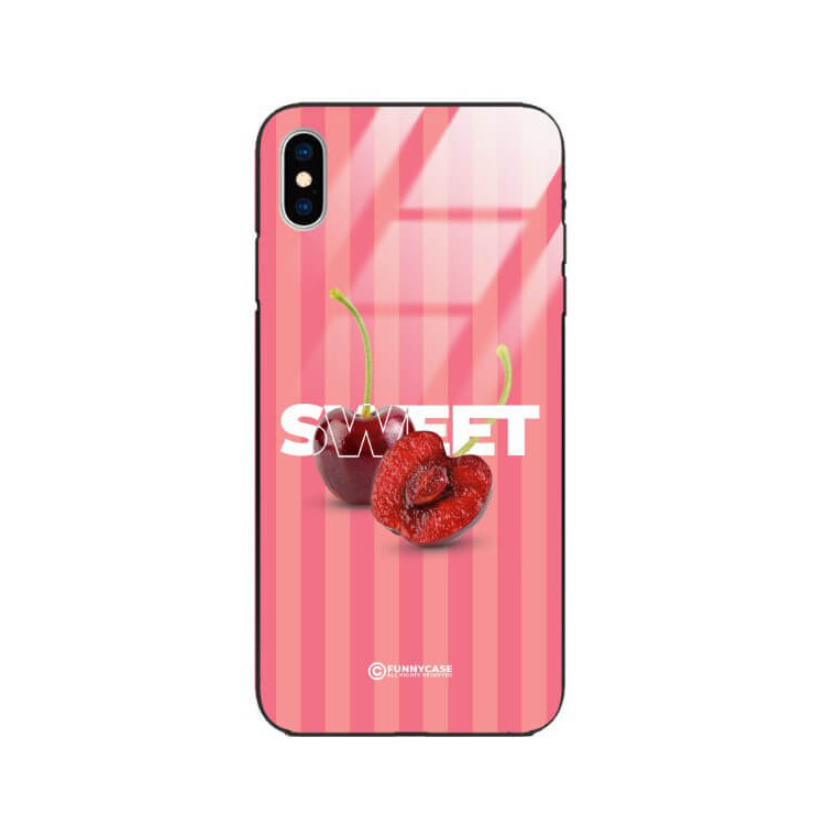 ETUI BLACK CASE GLASS NA TELEFON APPLE IPHONE XS CZEREŚNIE