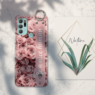 ETUI Z PASKIEM NA TELEFON MOTOROLA G60S RÓŻOWE RÓŻE