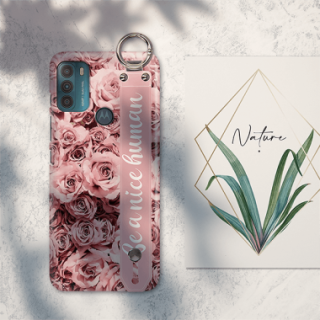 ETUI Z PASKIEM NA TELEFON MOTOROLA MOTO G50 RÓŻOWE RÓŻE