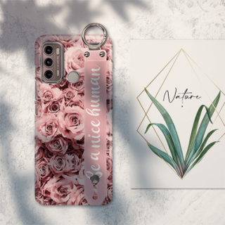 ETUI Z PASKIEM NA TELEFON MOTOROLA MOTO G60 RÓŻOWE RÓŻE