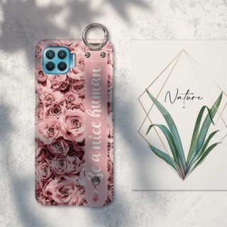 ETUI Z PASKIEM NA TELEFON OPPO RENO 4 LITE RÓŻOWE RÓŻE