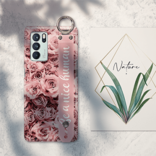 ETUI Z PASKIEM NA TELEFON OPPO RENO 6 PRO RÓŻOWE RÓŻE