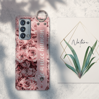 ETUI Z PASKIEM NA TELEFON OPPO RENO 6 PRO PLUS RÓŻOWE RÓŻE