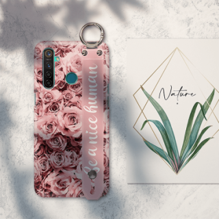 ETUI Z PASKIEM NA TELEFON REALME 5 RÓŻOWE RÓŻE