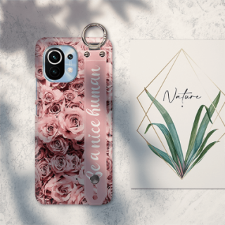 ETUI Z PASKIEM NA TELEFON XIAOMI MI 11 RÓŻOWE RÓŻE