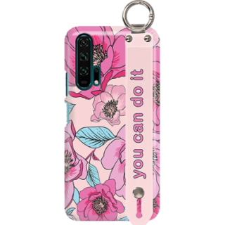 ETUI Z PASKIEM NA TELEFON HUAWEI HONOR 20 PRO RÓŻOWE KWIATY