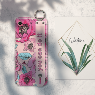 ETUI Z PASKIEM NA TELEFON HUAWEI HONOR 8A RÓŻOWE KWIATY