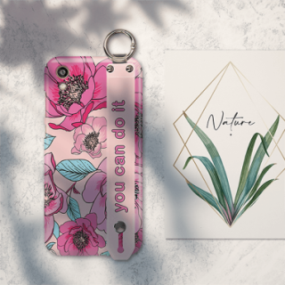 ETUI Z PASKIEM NA TELEFON HUAWEI HONOR 8S RÓŻOWE KWIATY