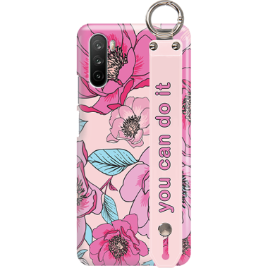 ETUI Z PASKIEM NA TELEFON HUAWEI MAIMANG 9 RÓŻOWE KWIATY