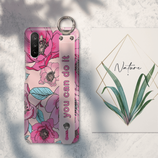 ETUI Z PASKIEM NA TELEFON HUAWEI MAIMANG 9 RÓŻOWE KWIATY