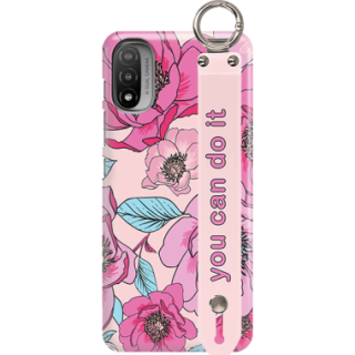 ETUI Z PASKIEM NA TELEFON MOTOROLA MOTO E20 RÓŻOWE KWIATY