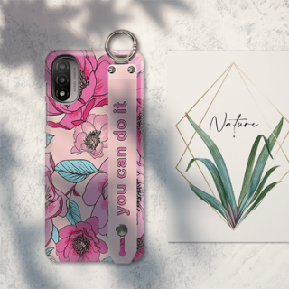 ETUI Z PASKIEM NA TELEFON MOTOROLA MOTO E20 RÓŻOWE KWIATY