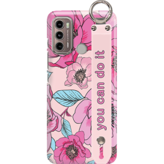 ETUI Z PASKIEM NA TELEFON MOTOROLA MOTO G60 RÓŻOWE KWIATY