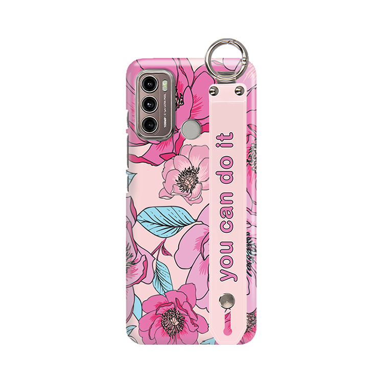 ETUI Z PASKIEM NA TELEFON MOTOROLA MOTO G60 RÓŻOWE KWIATY