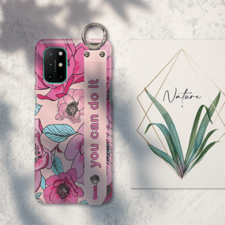 ETUI Z PASKIEM NA TELEFON ONEPLUS 8T RÓŻOWE KWIATY