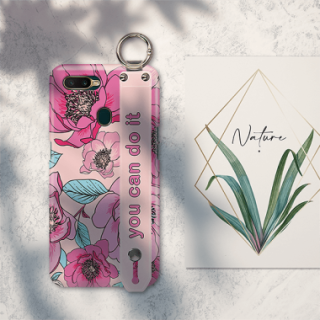 ETUI Z PASKIEM NA TELEFON OPPO A7 RÓŻOWE KWIATY