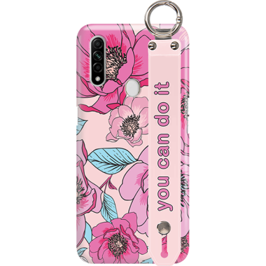 ETUI Z PASKIEM NA TELEFON OPPO A8 RÓŻOWE KWIATY
