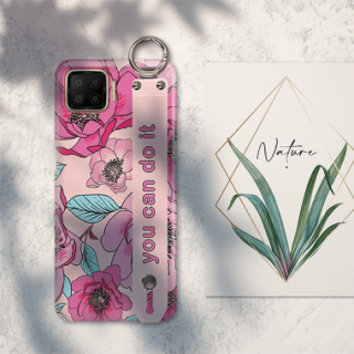 ETUI Z PASKIEM NA TELEFON OPPO F17 RÓŻOWE KWIATY