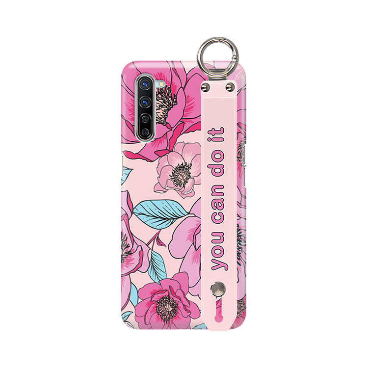 ETUI Z PASKIEM NA TELEFON OPPO FIND X2 LITE RÓŻOWE KWIATY