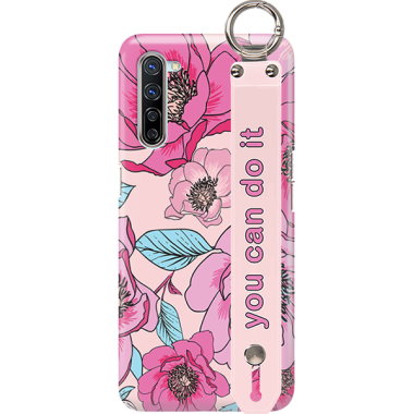 ETUI Z PASKIEM NA TELEFON OPPO FIND X2 LITE RÓŻOWE KWIATY