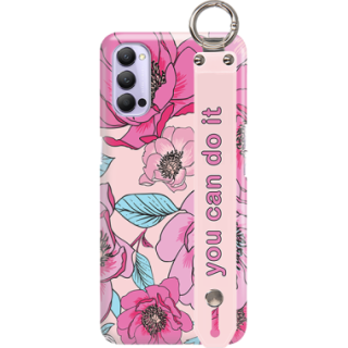 ETUI Z PASKIEM NA TELEFON OPPO RENO 4 RÓŻOWE KWIATY