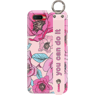 ETUI Z PASKIEM NA TELEFON OPPO RX17 NEO RÓŻOWE KWIATY