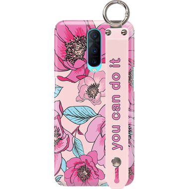 ETUI Z PASKIEM NA TELEFON OPPO RX17 PRO RÓŻOWE KWIATY