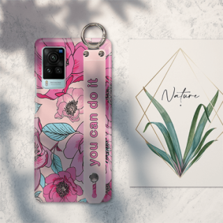 ETUI Z PASKIEM NA TELEFON VIVO X60 PRO RÓŻOWE KWIATY