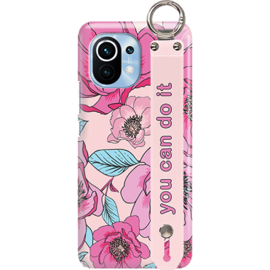 ETUI Z PASKIEM NA TELEFON XIAOMI MI 11 RÓŻOWE KWIATY