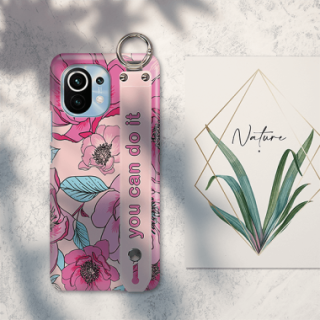 ETUI Z PASKIEM NA TELEFON XIAOMI MI 11 RÓŻOWE KWIATY